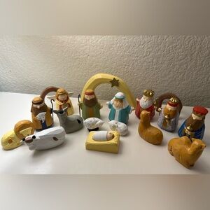 Colorful Nativity Scene Figurines